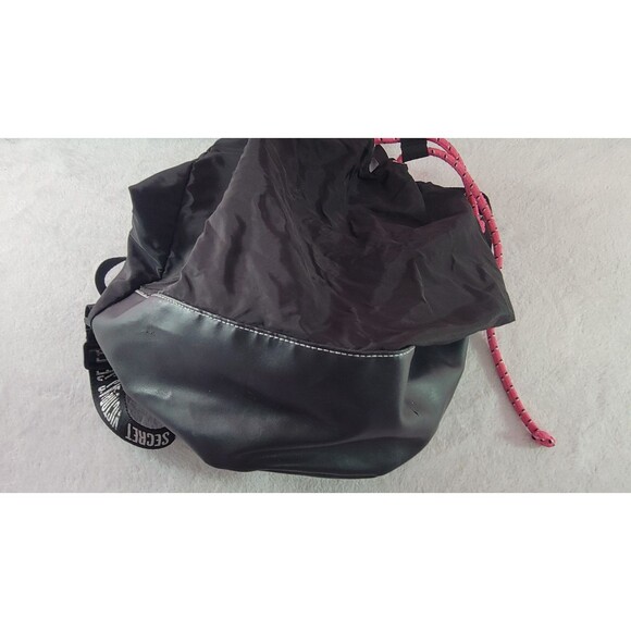 Victoria's Secret Gym Pink Drawstring Backpack Bag Black Missing Logo No Straps - Picture 11 of 12